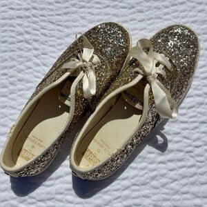 Kate Spade + Keds Gold Glitter Sneakers Very Gently Used Condition Sz 7.5 🤩🌟
